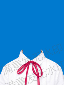 红丝带寸照女生证件照白衬衫