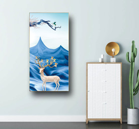 麋鹿山水背景墙