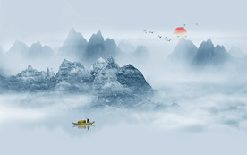 中式水墨山水画