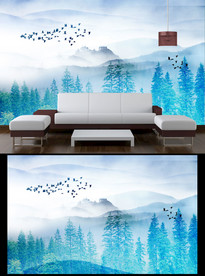 简约山水背景墙