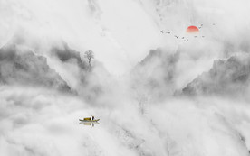 水墨山水背景墙