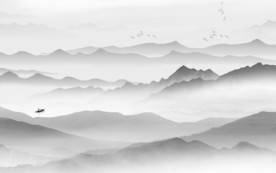 中国风山水画无框画 TIF分层