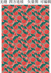 西瓜 夏季水果图案 红色西瓜