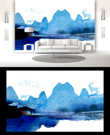 抽象山水背景墙
