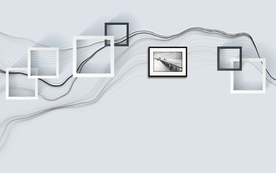 黑白抽像曲线相框背景图