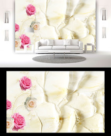 浮雕花朵背景墙