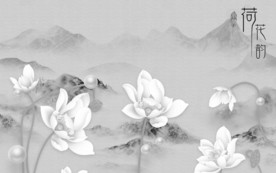 荷花无框山水画 tif分层