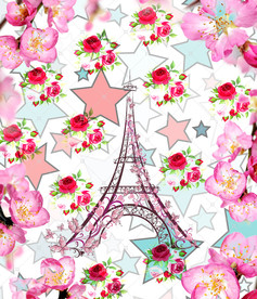 卡通铁塔五角星