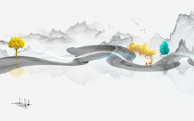 线条新款山水画 tif分层