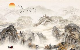 中国风新品山水画 TIF分层