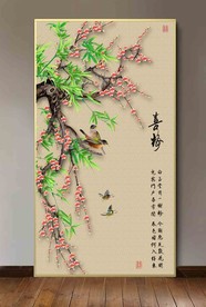 原创玄关手绘梅花竹子装饰画壁画