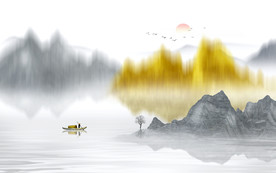 中式山水背景墙