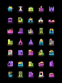 彩色城市建筑图标