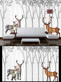 麋鹿电视背景墙