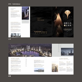 黑金高端豪宅质感三折页