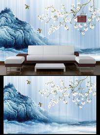 中式山水背景墙