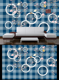 工笔花鸟背景墙