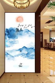 中式山水玄关背景墙