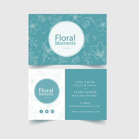 ai矢量蓝色创意花卉背景名片婚