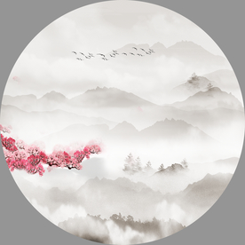 圆形山水画 水墨山水画