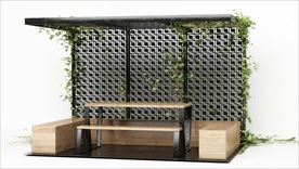 现代凉亭和藤蔓植物