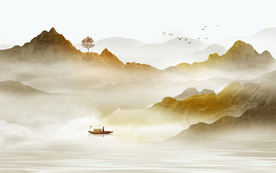 金色山水画