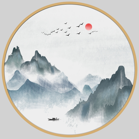 yy圆形山水画圆形水墨画圆形装
