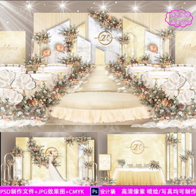 香槟色大理石婚礼背景设计