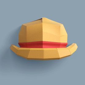 手工帽子图标（黄红色）