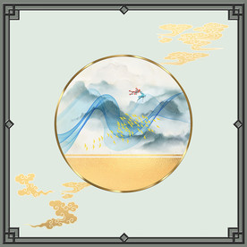 新中式水墨山水吊顶壁画