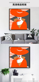 后现代轻奢晶瓷摩登美女人物客厅