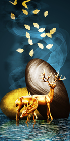 抽象线条糜鹿玄关装饰画