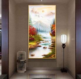 油画玄关背景墙