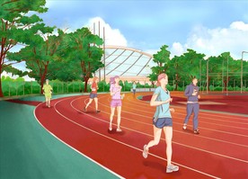 手绘学校跑道   画册封面下载