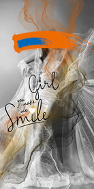 欧美美女线条橙色装饰画玄关