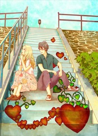 手绘广东情侣爱情瀑布美景封面素