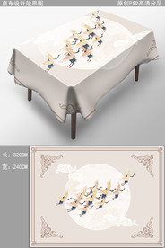 仙鹤新中式桌布中国风布艺