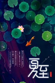 浪漫荷塘夜色夏至海报