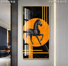 爱马仕时尚风现代艺术玄关画