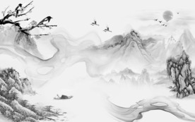 中国风山水画背景 TIF分层