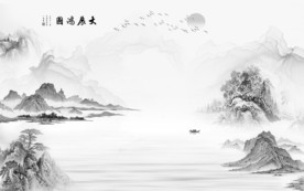 宁静大气山水画 TIF分层