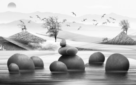 现代大气山水画 TIF分层