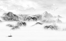 高清 山水画背景画 TIF分层