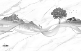 线条大气山水画 TIF分层