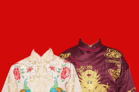 龙凤喜庆结婚证件照服装模板
