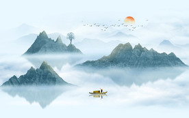 意境水墨山水画