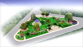 三角地带小游园景观绿化效果图