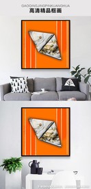 爱马仕橙几何装饰画