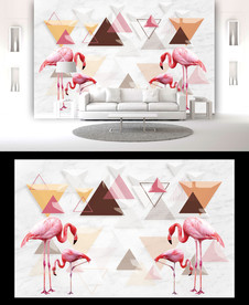 大理石火烈鸟背景墙