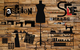 个性砖墙女装服装店工装背景墙